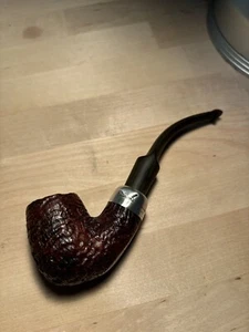 1980 Peterson’s Premier Estate Pipe Sandblast Bent Billiard 307 Sterling Silver - Picture 1 of 20