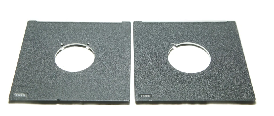 TWO Toyo 45 Original Lens Boards 110x110mm For Copal #1 With Hole 39mm & 41.5mm. - Image 1 of 1