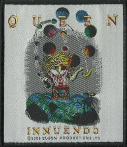 QUEEN innuendo 2008 official merchandise WOVEN SEW ON PATCH no longer made RARE - Foto 1 di 3