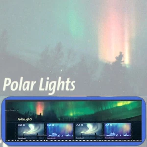 2007 luces polares Aurora boreal tira de cabecera de 4 estampillas adjuntas como nuevas genuinas - Imagen 1 de 2