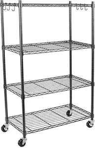 Shelving Storage Units on Wheels Casters, Adjustable Heavy Duty Metal Shelf Wire - Picture 1 of 12