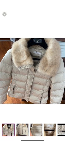 Piumino invernale nero Prada nylon con colletto in pelliccia taglia EU38