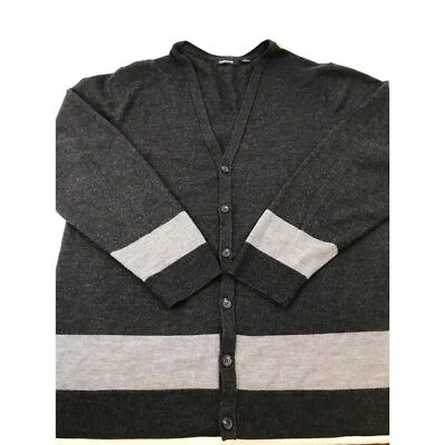 Cárdigan suéter para hombre 100 % lana colorblock manga larga botón delantero talla XL Foto 1 de 4