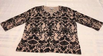 Suéter cárdigan de punto ligero Hampshire Studio Petite talla PL tostado y negro Foto 1 de 4