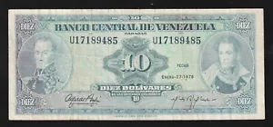VENEZUELA 1976 10 SELTENE BOLIVARE * Marschall ZUCKER * BANKNOTE - Bild 1 von 2