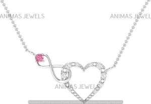 Real Diamond 0.027 cttw Infinity Heart Pendant Necklace 18In 925 Sterling Silver - Picture 1 of 4