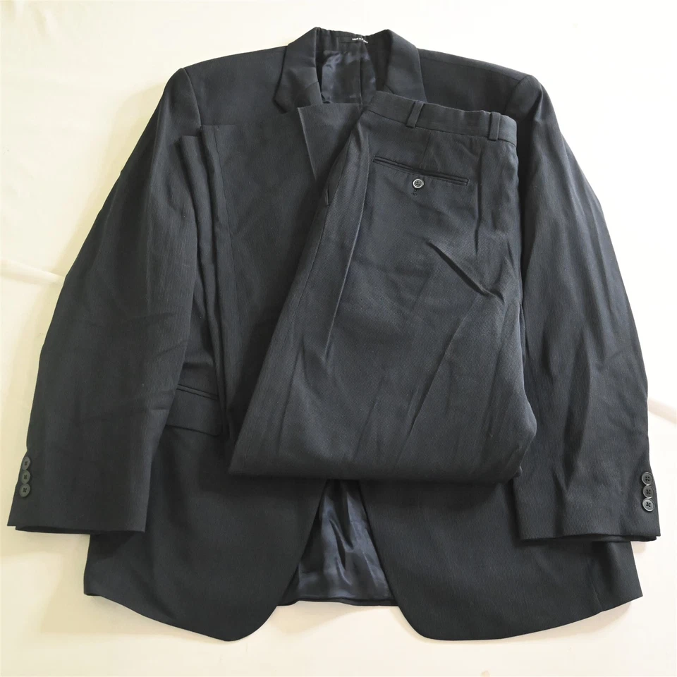 Brandini 42S 32x30 Azul Marino Rayas 100% Lana Hombre Chaqueta Pantalones Traje Foto 1 de 4