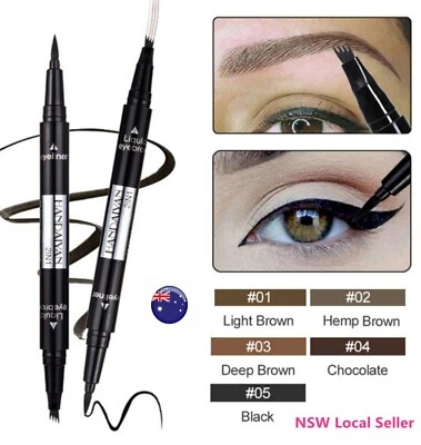 2-in-1 Waterproof Microblade Fork Eyebrow Eyeliner Liquid Brush Tattoo Pen Ink  - Image 1 of 4
