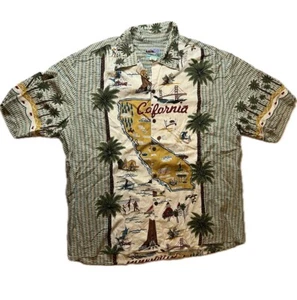 Reyn Spooner American Classics CALIFORNIA Map Rayon Hawaiian Shirt Size XL NWOT - Picture 1 of 3