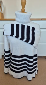 COS Cream/Ecru & Black Striped Wool/Cotton Roll Neck Jumper Oversize Size Small - Picture 1 of 13