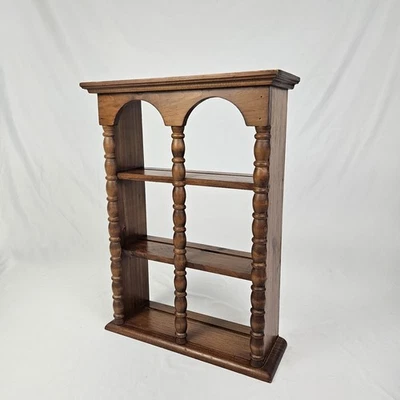 Vintage Wood Teacup Saucer Wall Shelf Curio Knick Knack Display Spindles Arch - Image 1 of 4