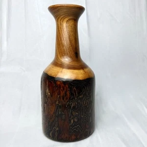 Vintage Handarbeit Volkskunst Holz Knospe Blumenvase - Bild 1 von 5
