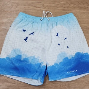 Pantalones Cortos YoungLA Para Hombre XXL Azul Blanco Nubes Pájaros Malla Levantamiento Culturismo Gimnasio - Imagen 1 de 11