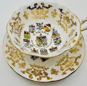 Vintage Paragon Canada Arms Emblems English Cup & Saucer; Maple Leaf Teacup 2 - Picture 1 of 9