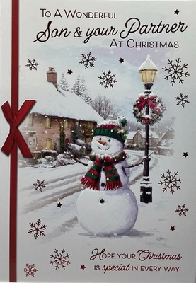 SON AND PARTNER CHRISTMAS CARD 7”x5” FREE P&P - Image 1 of 2