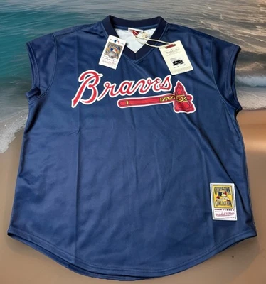 CAMISETA MITCHELL & NESS AUTÉNTICA HANK ATLANTA BRAVES XL CHIPPER JONES $200 NUEVA CON ETIQUETAS Foto 1 de 4