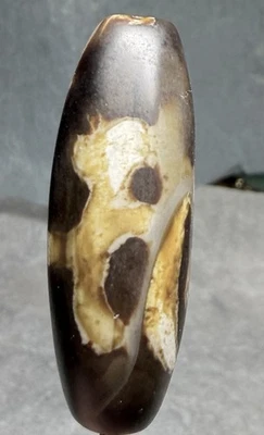 Tibetan Kubera Wealth God/Heart Old Agate Dzi Bead , Odd Shape✨ - Image 1 of 4