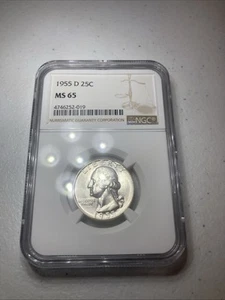 1955 D Washington Silver Quarter NGC MS 65! - Picture 1 of 2