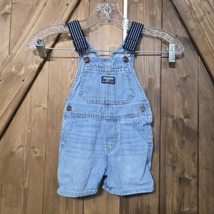 OshKosh B'gosh Denim Short Overalls 12M Vestbak Genuine Article Blue Jean - Picture 1 of 7