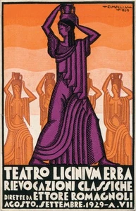 Musica Erba 1929 - Cartolina Teatro Licinium" disegnatore U. Zimelli - Imagen 1 de 1