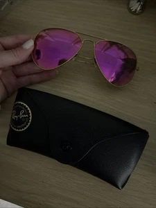 Ray-Ban Pilotenbrille Hot Pink verspiegelt Farbverlauf Flash - Bild 1 von 10