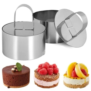 Stainless Steel Mousse Ring Cake Mould with Push Plate DIY Cake Dessert Pudding - Picture 1 of 28