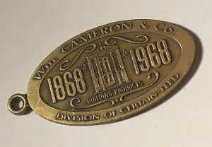 Vintage 1968 Key Tag Fob Wm CAMERON & Co Building Products IDEAL MILLWORK - Picture 1 of 3