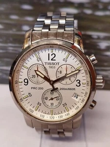 TISSOT PRC 200 CHONOGRAPH QUARTZ WHITE DIAL T461 SWISS MEN'S FULL WORKING VTG. - Picture 1 of 24