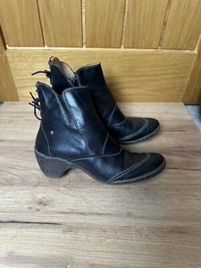 Pikolinos Black Ankle Boots Block Heel Size 41 Uk 7 - Picture 1 of 6