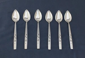 ONEIDA stainless CAPISTRANO, 6 fruit spoons, burnished & bright! LotBd3 - Picture 1 of 2