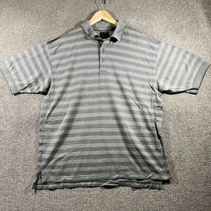 IZOD Double Mercerized Polo Shirt Men's Large Gray Geometric Print 100% Cotton - Picture 1 of 8