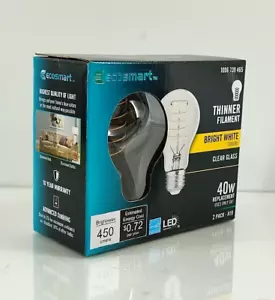 Ecosmart 40W Dimmable Bright White Thinner Filament Clear Glass Bulb (2-Pack) - Picture 1 of 6