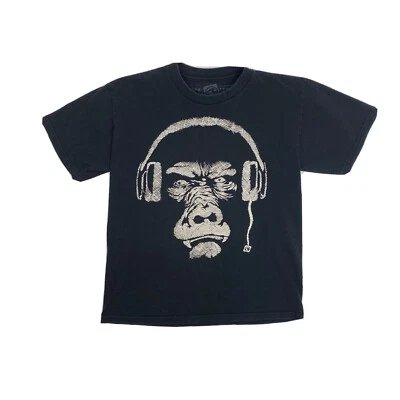 Ocean Current Boy's Graphic Tee Gorilla With Headphones Black T-Shirt Youth Sz L - Image 1 of 4
