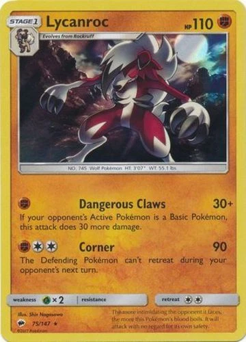 x1 Lycanroc - 75/147 - Holo Rare Pokemon SM3 Burning Shadows M/NM - Image 1 of 1