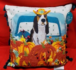 Pioneer Woman Harvest Dog Charlie Truck Throw Pillow - Picture 1 of 8