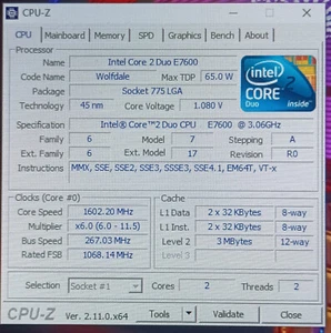 Intel Core 2 Duo E7600 SLGTD Wolfdale LGA775 3.067Ghz - Picture 1 of 16