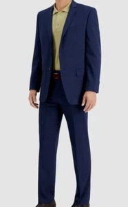 $395 Marc New York Mens Blue Plaid Modern-Fit 2-Piece Suit Jacket Pants Size 46L - Picture 1 of 5