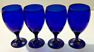 (4) Vintage Premier Teardrop Libbey Cobalt Blue Stemmed Goblets Glasses Drinking - Picture 1 of 6