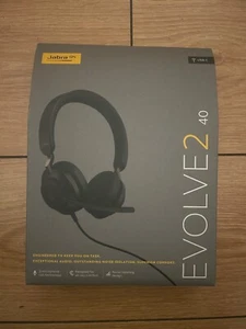 Jabra Evolve2 40 Wired UC Stereo Headset USB-C - Black Brand New In Box Unopened - Picture 1 of 2