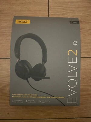 Jabra Evolve2 40 Wired UC Stereo Headset USB-C - Black Brand New In Box Unopened - Image 1 of 2