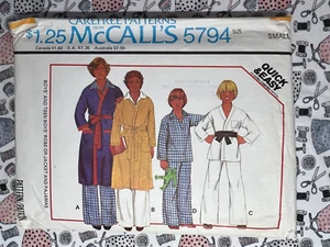 Bata o chaqueta y pijama para niños McCall's Pattern 5794 talla pequeña 7-8 FF SIN CORTAR - Imagen 1 de 2