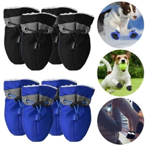 4Pcs Waterproof Winter Warm Pet Dog Shoes Anti-slip Rain Snow Boots Puppy Socks - Picture 1 of 20