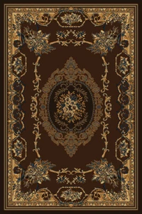BROWN medallion EUROPEAN area rug 2x8 runner FRENCH carpet : Actual 1'11" x 7'4" - Picture 1 of 1