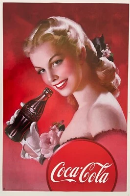 COCA COLA, LICENSED 1997 POSTER FEATURING VINTAGE ADVERTISEMENT - Image 1 of 4