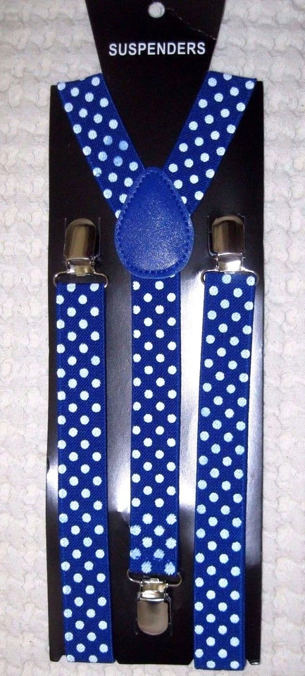 Tirantes ajustables unisex para hombre y mujer azul marino a lunares espalda en Y--¡Nuevos! Foto 1 de 1