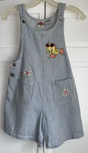 Vintage Tweety Bird Looney Tunes Denim Striped Overall Shorts Girls Youth Sz 10 - Picture 1 of 9