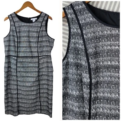 Liz Claiborne Size 16 Cocktail Sheath Party Dress Career Tweed Grey Professional - Image 1 of 4
