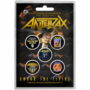 ANTHRAX AMONG THE LIVING 5 BUTTON BADGE PACK OFFICIALLY LICENSED BADGES - Picture 1 of 3