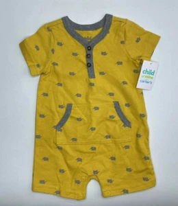 Boys Size 18M Adorable 1-Piece Romper Summer Outfit Yellow Elephants - Picture 1 of 5