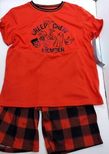 Cat & Jack Medium 8 Short Sleeve Crew Pajama Set Shorts Orange Black Ghost - Picture 1 of 3